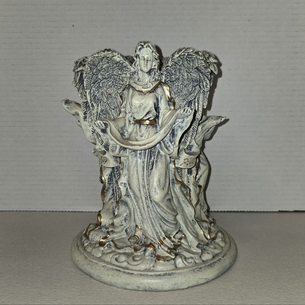 ANGEL CANDLE HOLDER GOLD ACCENTS